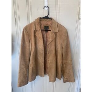 Uniform Petite John Paul Richard Tan Suede Leather Jacket Womens 14P vintage